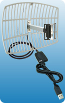 500mW USB adapter + GRID 19dBi+ 5m/15ft